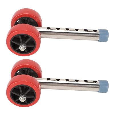 1 Pair Walker Wheels Replacement Kit, Heavy Duty Universal Stainless Steel 6 Levels Height Adjustable Walker Wheels