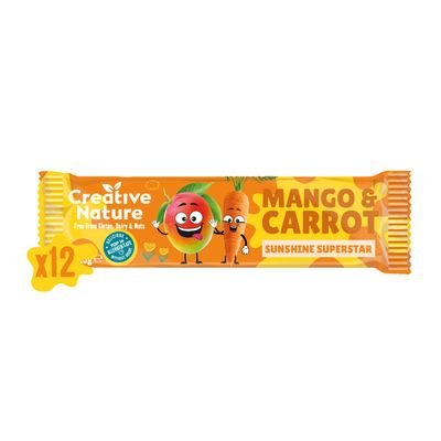 Creative Nature Snack Bars | Mango & Carrot Flavour | Gluten Free | Oat and Fruit | Healthy Kids Snack Bar, Lunchbox Snacks | Top 14 Allergen Free |12 Bars x 25g