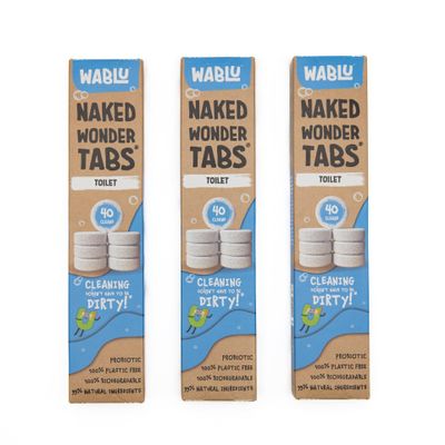 WABLU Probiotic Toilet Naked Wonder Tabs Multipack | Plastic-Free Toilet Cleaning Tablets | Probiotic Formula for Natural Stain Removal & Odour Control | 99% Natural Ingredients | 120 Tabs