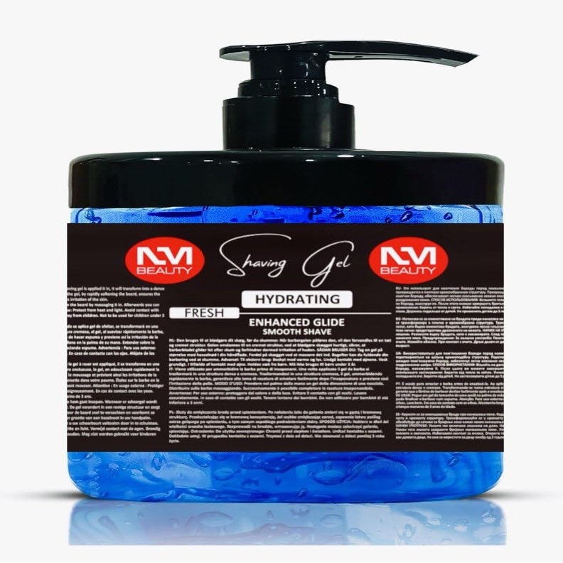 NM Beauty Fresh Hydrating Shaving Gel Enhanced Glide Smooth Shave Sapphire (Blue) For Barber and Salon Men 1000ml (1L) (Full Box Twelve Piece, Sapphire (Blue))
