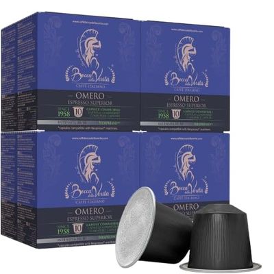 BOCCA DELLA VERITA - Box of 40 capsules of Omero Espresso Superior Italian coffee, Capsules compatible with the Nespresso coffee machine, 100% Made in Italy