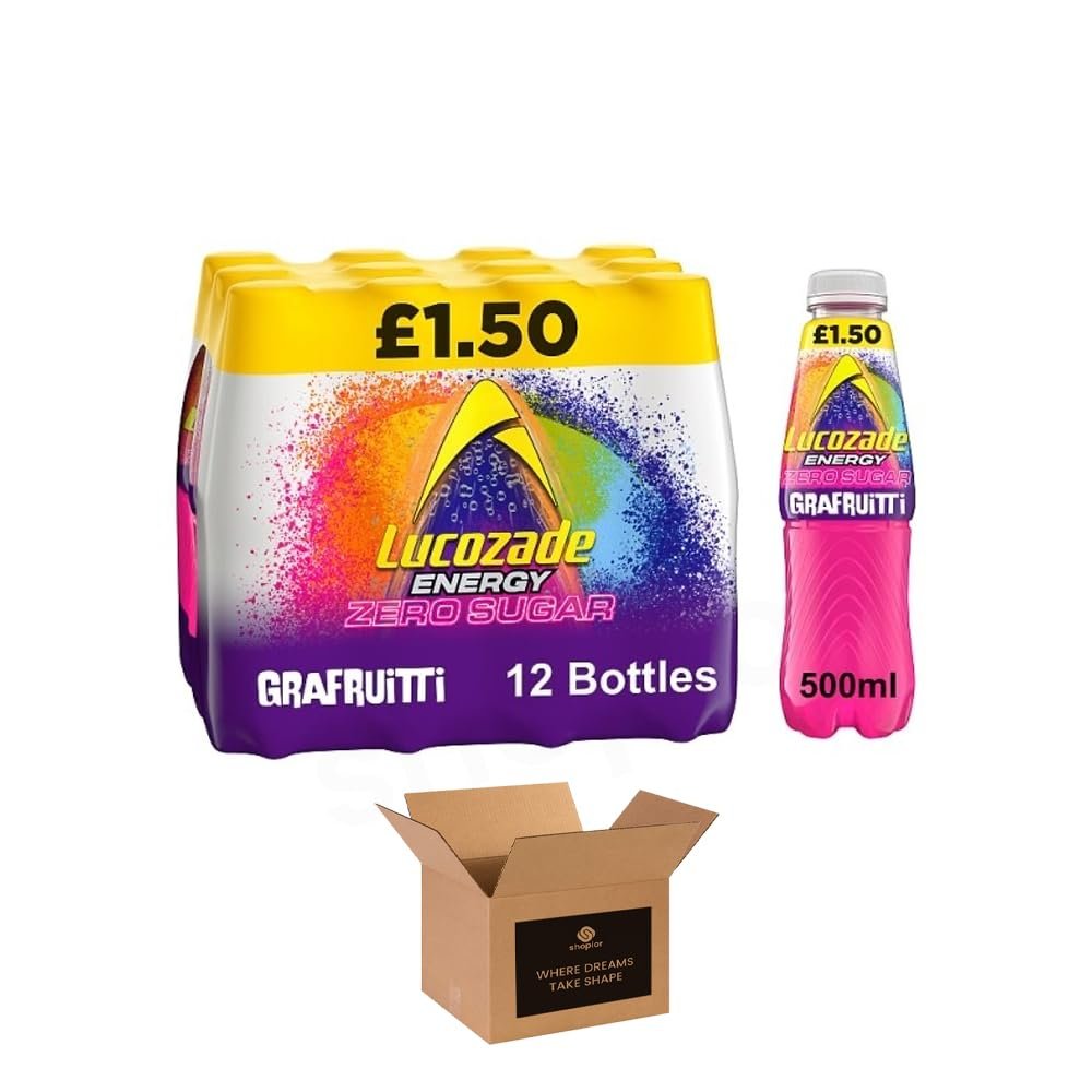 Energy Drink Bottles Sparkling Glucose Energy Boost Flavoured Drinks Classic Carbonated Refreshing Drink for Sports, Work, Study & Hydration (Lucozade Alert Original Cans - 500ml x 12Pack)