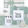 Cancer Care Package for Women with Blanket & Tumbler, Recovery Gift (Sage) view 1