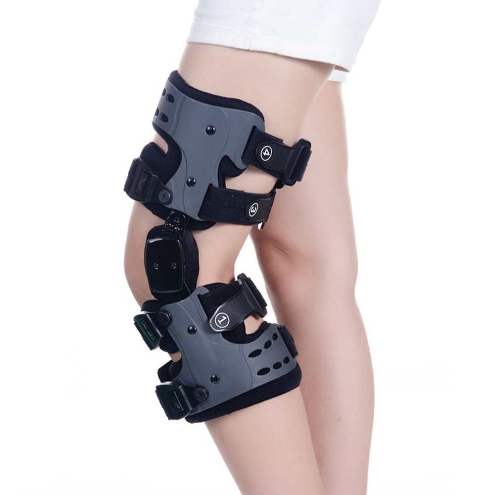 Hinged Knee Brace, Adjustable Knee Support Recovery Immobilizer, Orthopedic Hinged Knee Brace, Knee Unloader Brace Meniscus, for Meniscus Tears and Sprains, Arthritis Pain 1