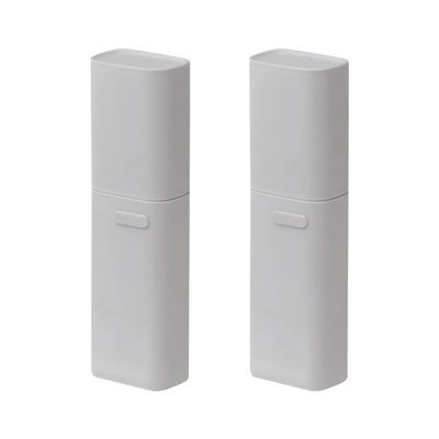 FSSTUD 2 Pcs Travel Toothbrush Toothpaste Holder Portable Toothbrush Cup with Cover Compact Tooth Brush Storage Case Container with Ventilation Hole Gray