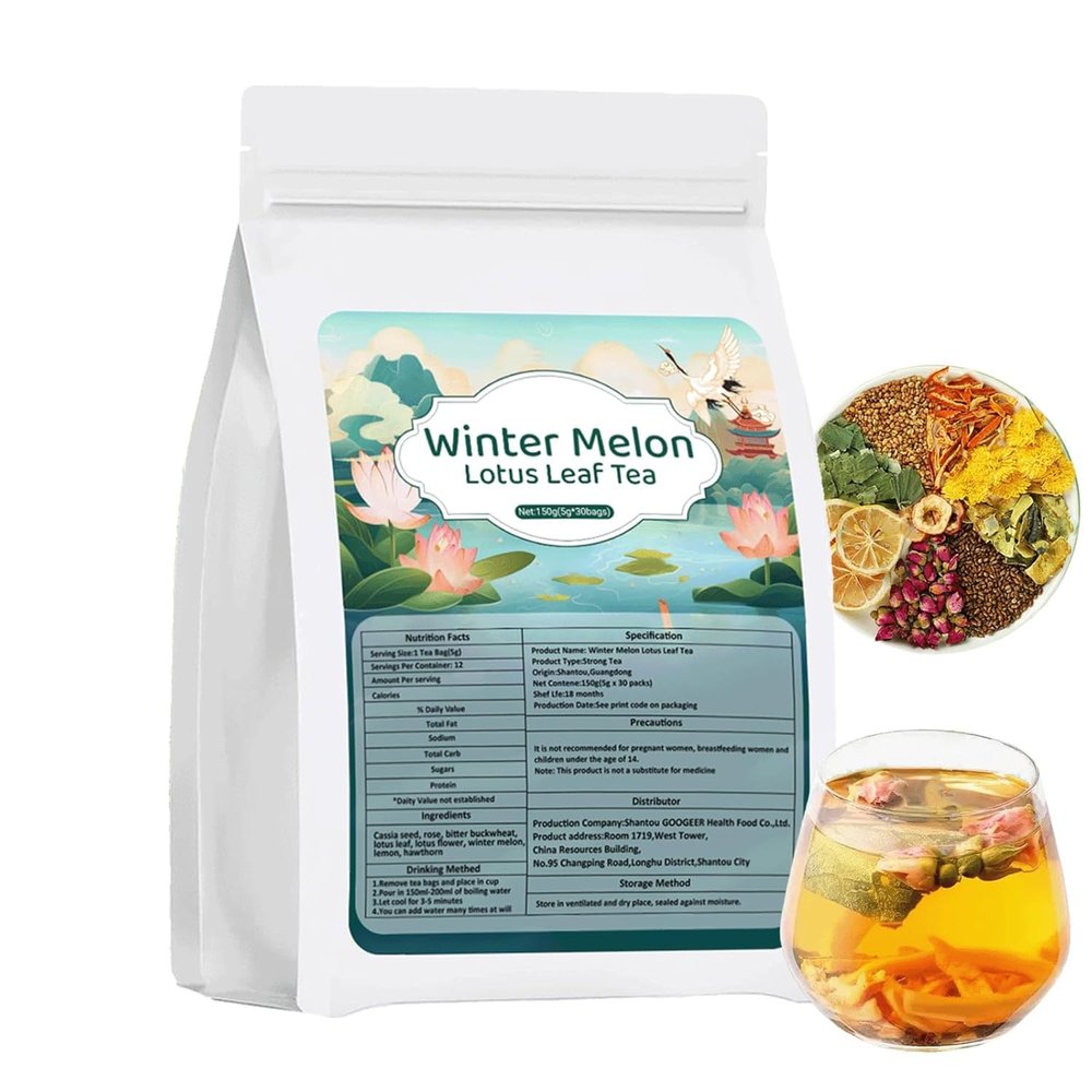 Winter Melon Lotus Leaf Tea,Chrysanthemum Wax Gourd Lotus Leaf Herbal Teabag,Oil Cleansing Tea,9 Ingredients Herbal Bags for Liver & Kidney