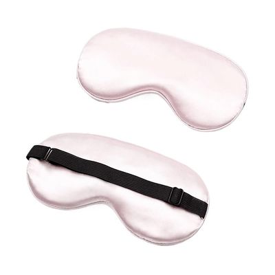 Silk Sleep Eye Mask Padded Shade Eye Cover Patch Sleeping Mask Eyemask Blindfolds Travel Relax Rest Women Men(Light Pink)