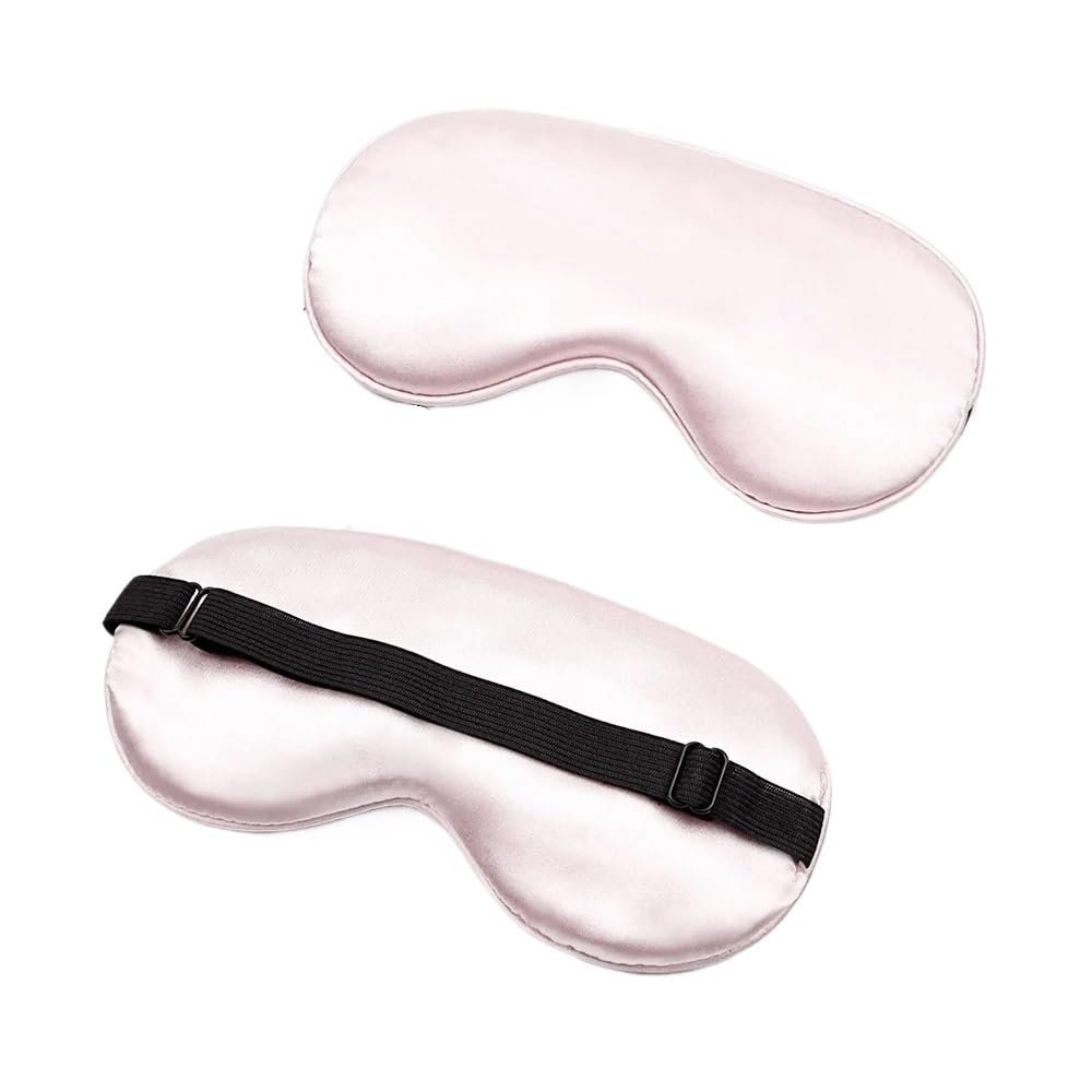 Silk Sleep Eye Mask Padded Shade Eye Cover Patch Sleeping Mask Eyemask Blindfolds Travel Relax Rest Women Men(Light Pink)