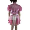 ASNAT Latex Cosplay Maid Dress Bubble Sleeved Short Sleeved with Apron -M-XL-Pink with White view 2