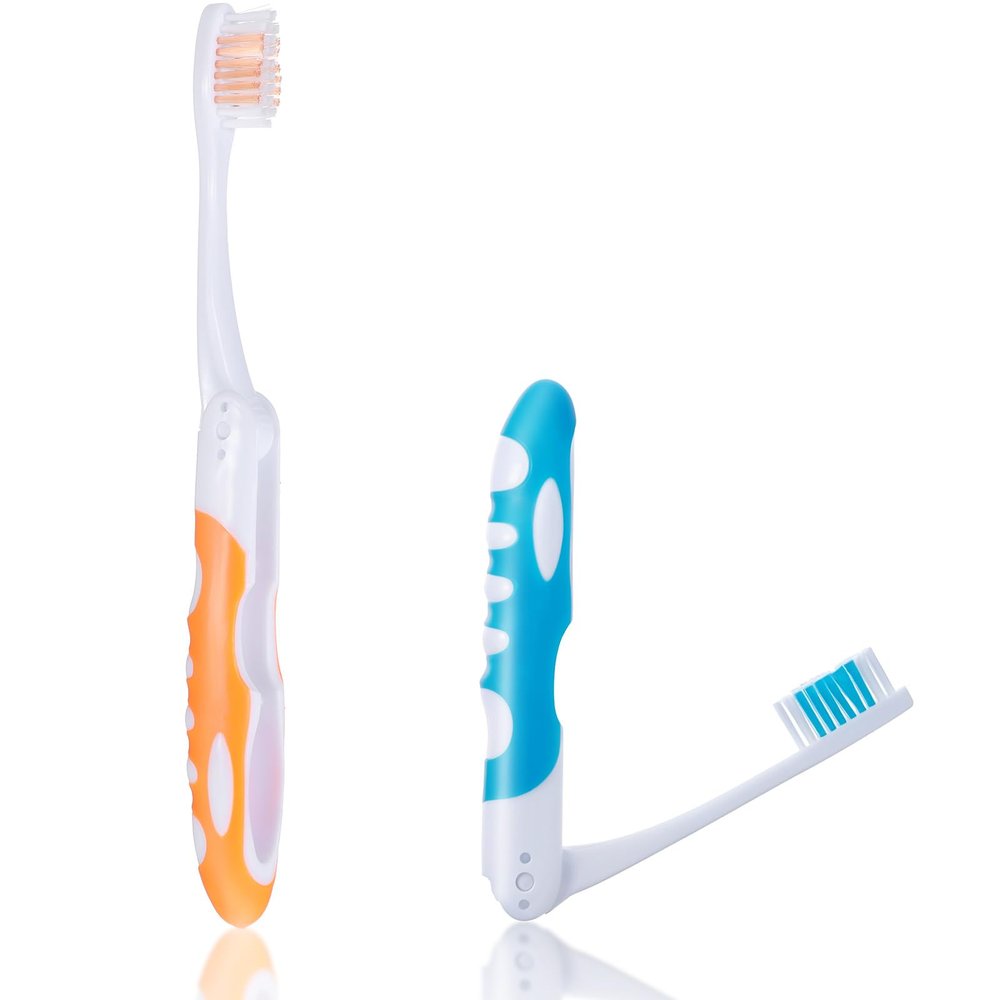 2 Pcs Travel Toothbrush, Portable Soft Toothbrush, Small Foldable Toothbrushes for Travel Camping Hiking