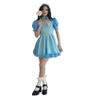 ASNAT Latex Pleated Dress Maid Outfit Cosplay Maid Uniform with Latex Apron-Sky Blue-M view 1