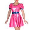 ASNAT Latex Gummi Metallic Pink Women Men Club Dress Lady Wet Look Dresses-Metallic Pink-Women L view 1