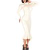 ASNAT White Sexy Latex Dress with Zippers At Back Puff Sleeves-Blue-Female XXL view 1