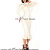 ASNAT White Sexy Latex Dress with Zippers At Back Puff Sleeves-Blue-Female XXL view 2