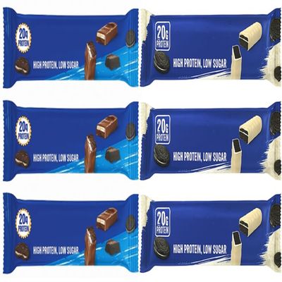 High Protein Chocolate Oreos Bar Bundle 6 x 60g Bars Low Sugar Protein Snack 3 x Chocolate Oreos, 3 x White Oreos Flavours Delicious Real Oreos Guilt Free Treat for Post-Workout.
