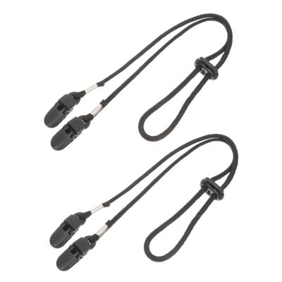 Healeved 2pcs Hat Clip Retainer Adjustable Windproof Nylon Strap with Plastic Clip Anti-lost Design Black for Outdoor Activities
