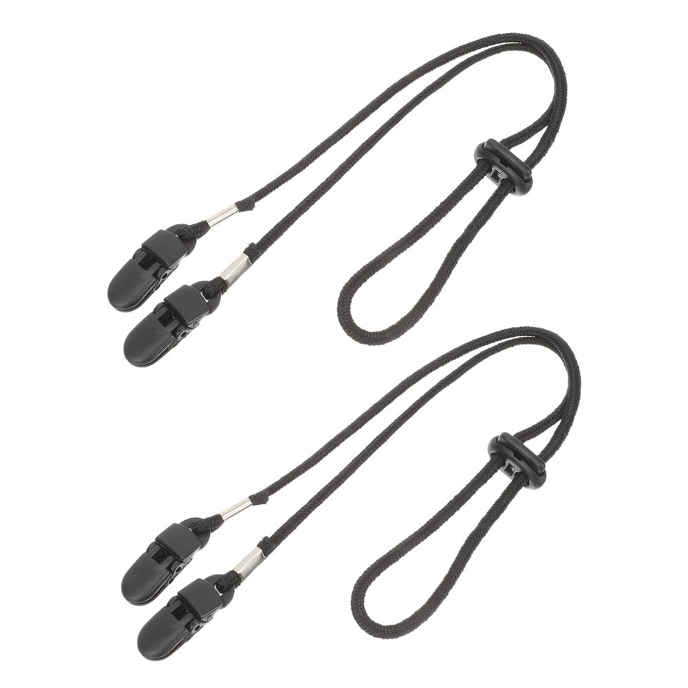 Healeved 2pcs Hat Clip Retainer Adjustable Windproof Nylon Strap with Plastic Clip Anti-lost Design Black for Outdoor Activities