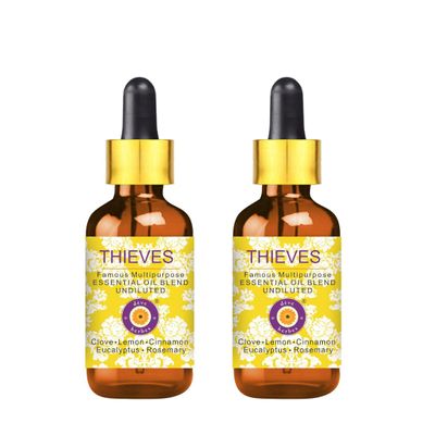 Deve Herbes Thieves Multipurpose Undiluted Essential Oil Blend with Two Glass Droppers (Pack of Two) 30ml X 2 (2 oz)