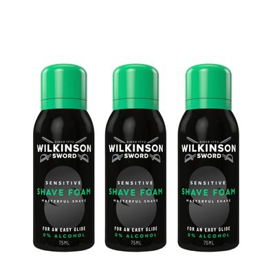 Wilkinson Sword Sensitive Shave Foam, 75ml, Pack of 3