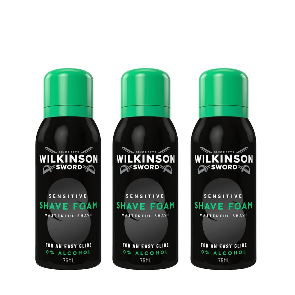 Wilkinson Sword Sensitive Shave Foam, 75ml, Pack of 3