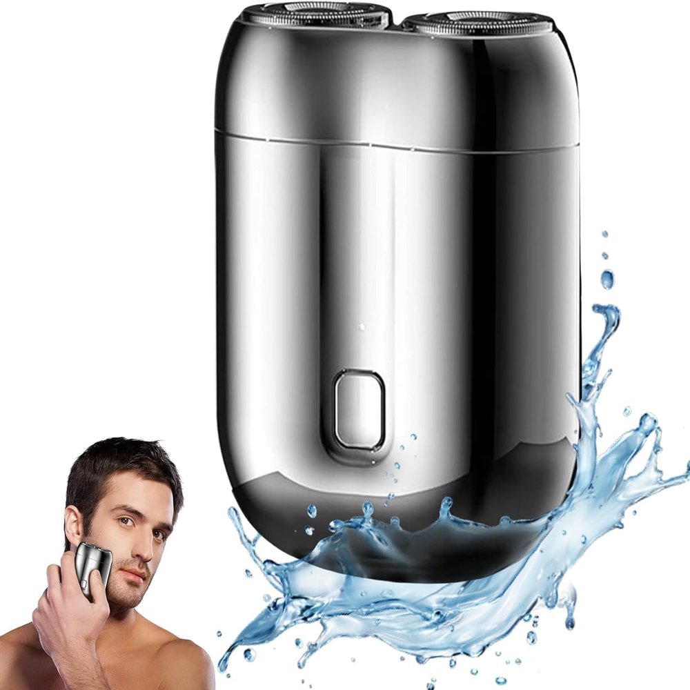2025 Upgraded Waterproof Mini Electric Shaver for Men Portable Cordless Travel Shaver with Deep Cleaning, Multi-Functional Trimmer & Gentle Grooming (Silver)