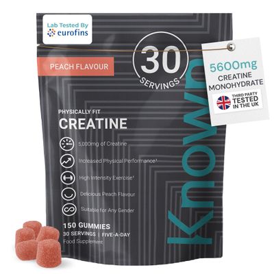 Known Creatine Gummies Value Pouch - 5600mg Creatine Monohydrate - Peach Flavour - 150 Gummies 30 Days Supply - Third-Party Tested