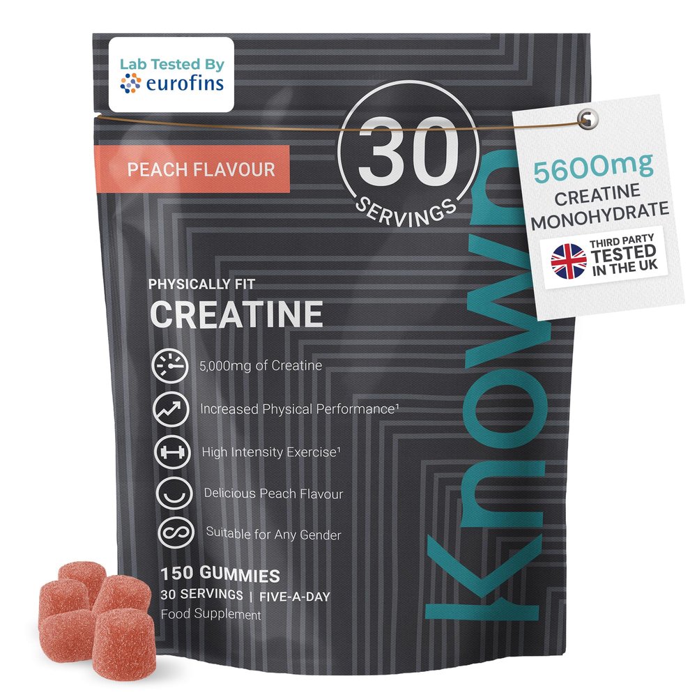 Known Creatine Gummies Value Pouch - 5600mg Creatine Monohydrate - Peach Flavour - 150 Gummies 30 Days Supply - Third-Party Tested