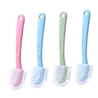 DEARMAMY 4pcs Shoe Cleaning Brush Set with Hanging Plastic Handles, Multi-surface Laundry and Bathroom Scrubbing Tools for Household Dirt Removal and Shoe Care Random Color