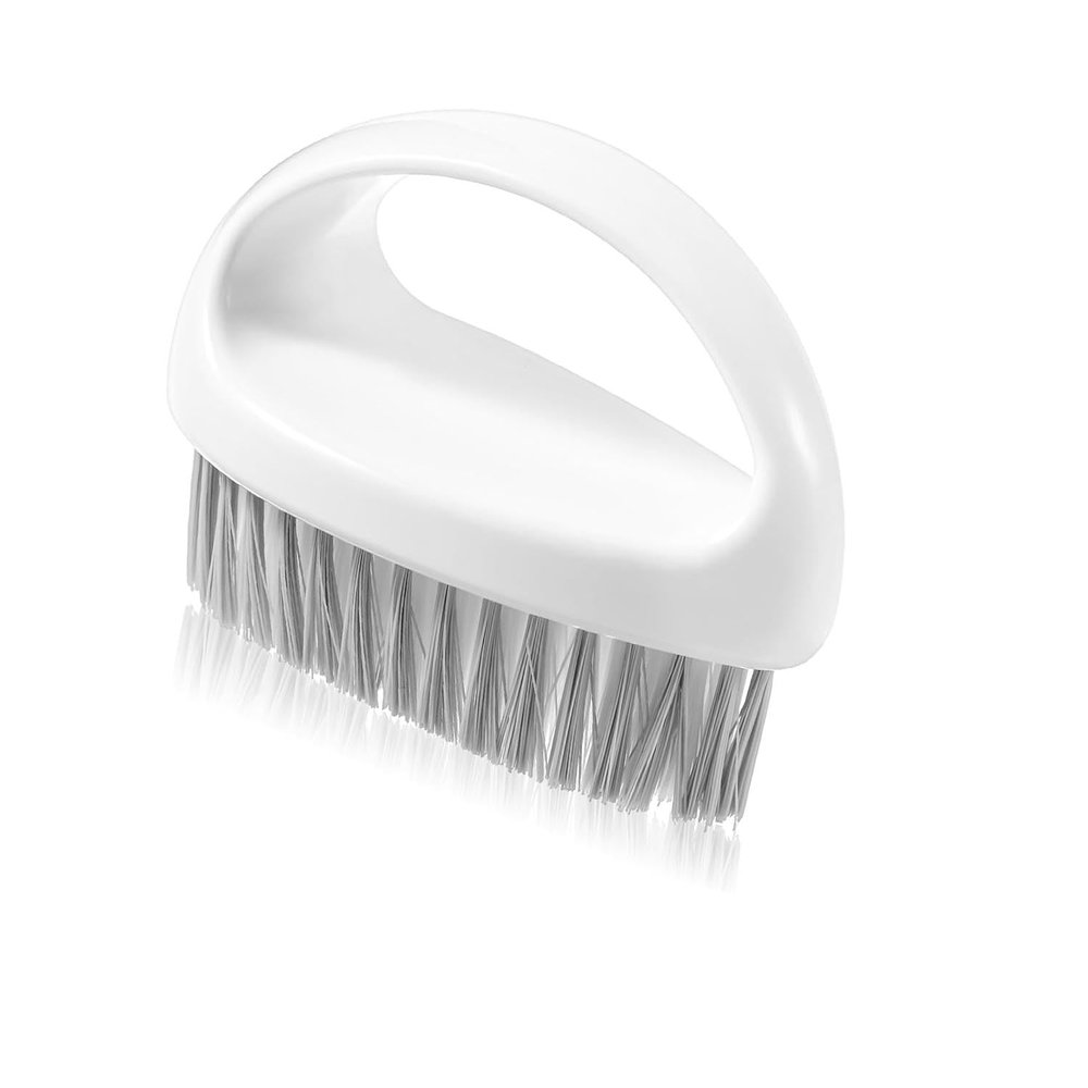 1 Pcs White Ergonomics Scrubbing Brushes for Cleaning, Scrub Brush Nylon Bristles Comfort Grip Scrubber for Shoes, Floor, Carpet, Bathroom, Kitchen