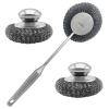 CHAXIDU Stainless Steel Wool Scrubber Set, Long Handle & Handle Brushes,Metal Brush for Pots, Pans, Grills & Cutlery Cleaning (3 Pack) view 1