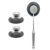 CHAXIDU Stainless Steel Wool Scrubber Set, Long Handle & Handle Brushes,Metal Brush for Pots, Pans, Grills & Cutlery Cleaning (3 Pack) view 2