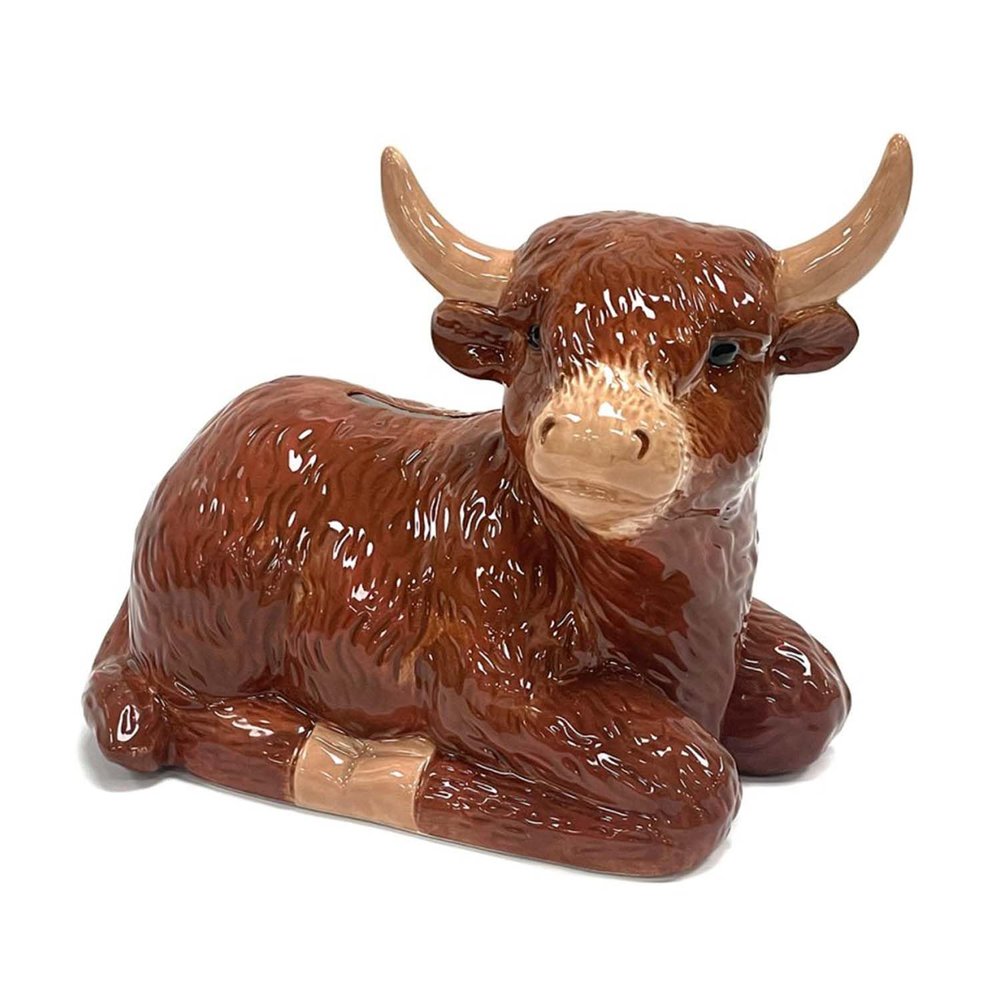 The Leonardo Collection Highland Cow Piggy Bank Money Saving Box