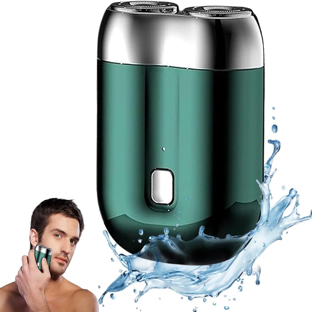 2025 Portable Mini Shaver Electric, IPX7 Waterproof Multifunctional Mini Dry Shaver Men's Electric, Capsule Shaver Zakscheer, Deep Cleaning Shaver Men (Green)