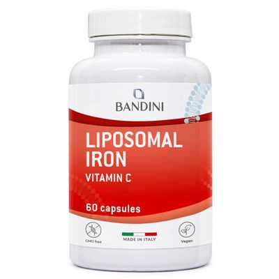 Bandini Liposomal Iron Complex 30 mg with Vitamin C, Folic Acid, B12, B6, and A High Bioavailability, Against Tiredness and Fatigue 60 Capsules