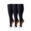 3 Pairs 2XL-7XL Plus Size Compression Socks 20-30 mmHg Wide Calf Open Toe Compression Support Stocking (AY003-20, 2XL) view 1