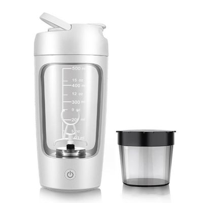 BODOBTF 650ml USB Electric Portable Whey Protein Shaker Bottle Fully Automatic Stirring Cup Rechargeable Gym BA Free Cocktail Blend(White)