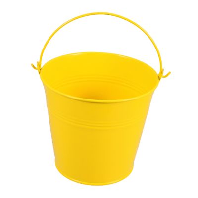 IMIKEYA Mini Metal Buckets with Handles 5 Inch Yellow Candy Tin Pail for Versatile Use in Themed Party and Gatherings, as Candy Bar Containers, Succulents Pail, and Trick or Treat Bucket