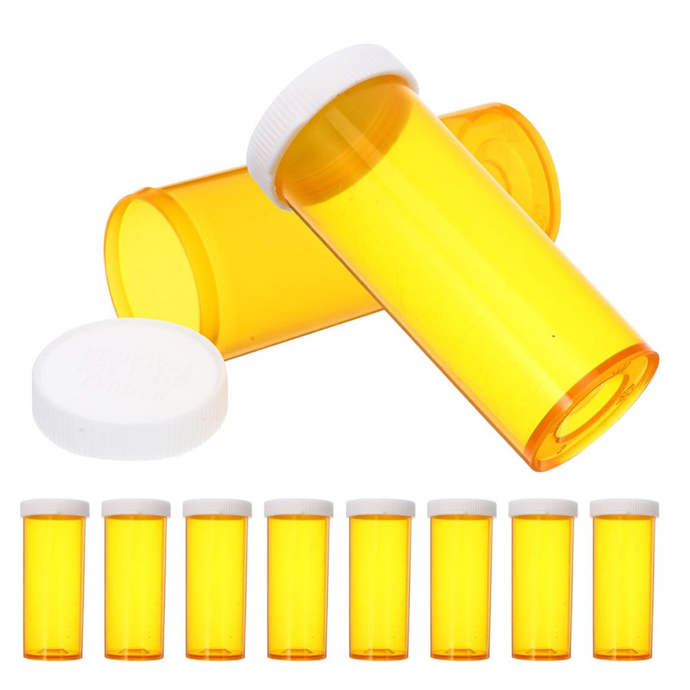 DEARMAMY 10pcs Empty Plastic Pill Bottles for Medication Pp Travel Pill Organizer with Waterproof Seal Portable Large Capacity Organiser for Home and Travel