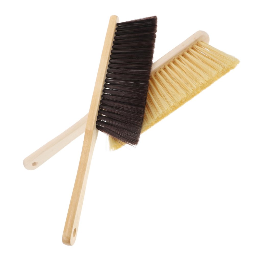 Cabilock 2pcs Hand Brush Wooden Handle for Dust Removal Cleaning Brush for Furniture Car Bedroom Clothes and Home Use
