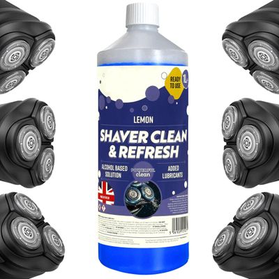1 Litre Shaver Cleaning Refill Fluid Handy Size Bathroom Bottle Clean & Renew Cartridge Hygienically Cleans, Removes Residual Hair & Skin Particles (4)