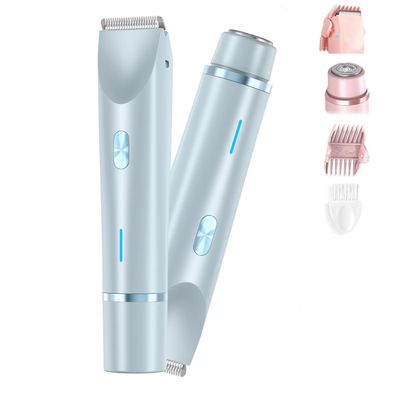 Beauty Bloom V2, Comfort 2-in-1 Electric Lady Shaver, Portable Mini Razor with Removable Head, Womens Electric Shaver, Ipx7 Waterproof Wet & Dry for Leg Arm Underarm (Blue)