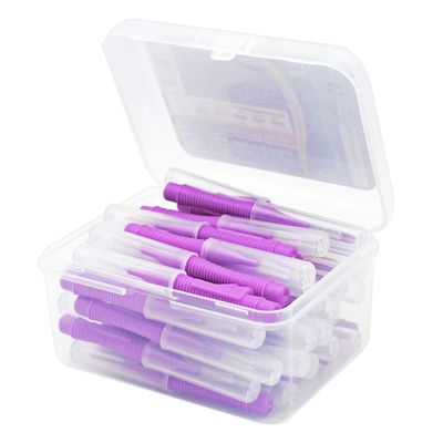 40Pcs Interdental Brush Floss Head Teeth Brushes Handheld Outdoor Oral Hygiene Tool Household Holiday Purple 1.2-1.5mm