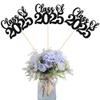 12 Pack Class of 2025 Graduation Centerpiece Sticks Glitter Class of 2025 Cake Toppers Diploma Grad Cap Table Centerpiece Sticks for School Graduation Theme Party Black view 1