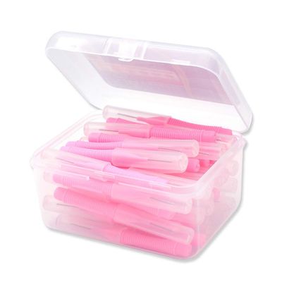 40Pcs Interdental Brush Floss Push-Pull Teeth Brushes Handheld Outdoor Oral Hygiene Tool Household Holiday Pink 0.7mm