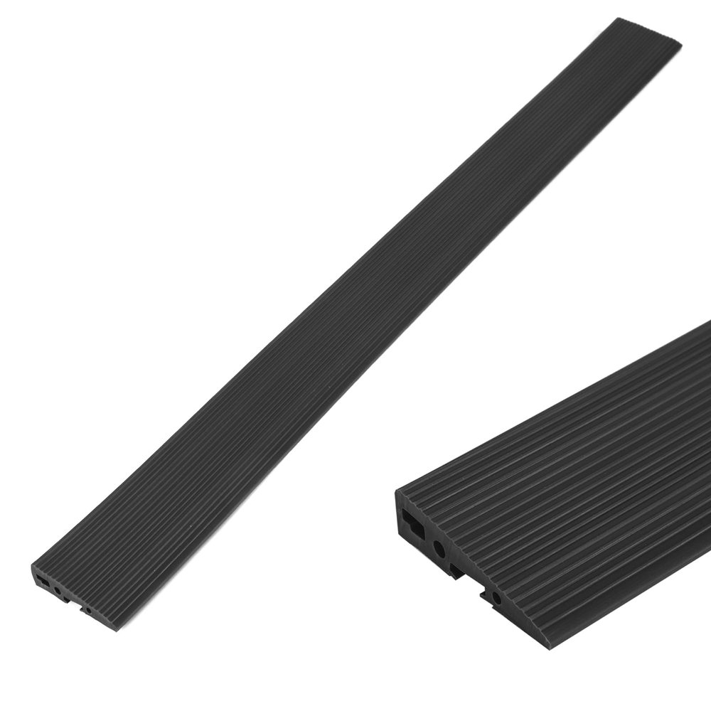 Threshold Ramp, 90cm Self Adhesive PVC Rubber Kerb Strip with 4 Holes, 1.5/2cm Height Door Step Ramp for Wheelchair (Black, 1.5cm)