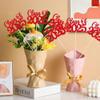 12 Pack Class of 2025 Graduation Centerpiece Sticks Glitter Class of 2025 Cake Toppers Diploma Grad Cap Table Centerpiece Sticks for School Graduation Theme Party Red view 4