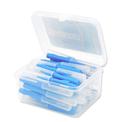 40Pcs Interdental Brush Floss Push-Pull Plastic Teeth Brushes Handheld Indoor Oral Hygiene Tool Household Blue 1.0 mm