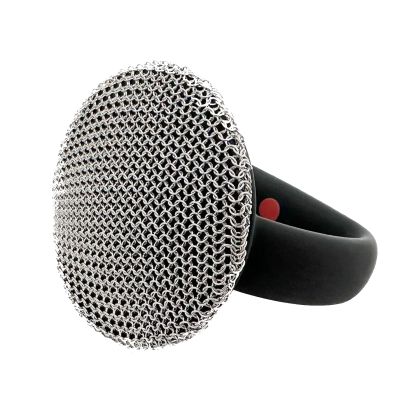 Penhderm Cast Iron Scrubber with Handle 316L Stainless Steel Chainmail Scrubber for Cast Iron Pan Skillet Cleaner,Skillets and Grills (Black)