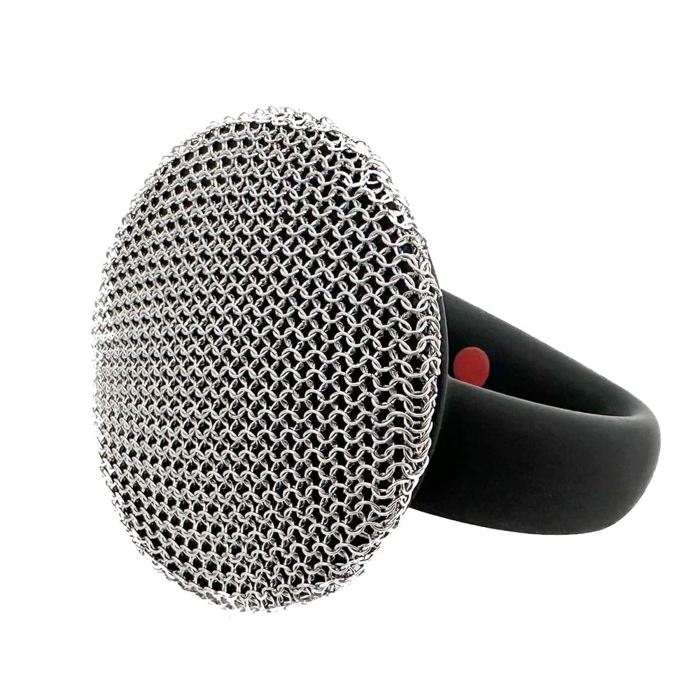 Penhderm Cast Iron Scrubber with Handle 316L Stainless Steel Chainmail Scrubber for Cast Iron Pan Skillet Cleaner,Skillets and Grills (Black)
