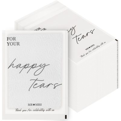 100 pcs Wedding Tissues Packets for Your Happy Tears Tissues Bags Glassine Travel Tissue Size Packets Bulk Items for Wedding Guest Welcome Bags Stuffers